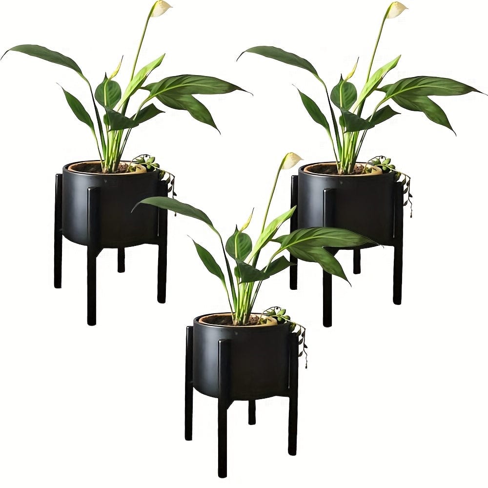 Ma boutique 3 petits cache pot sur pied noir