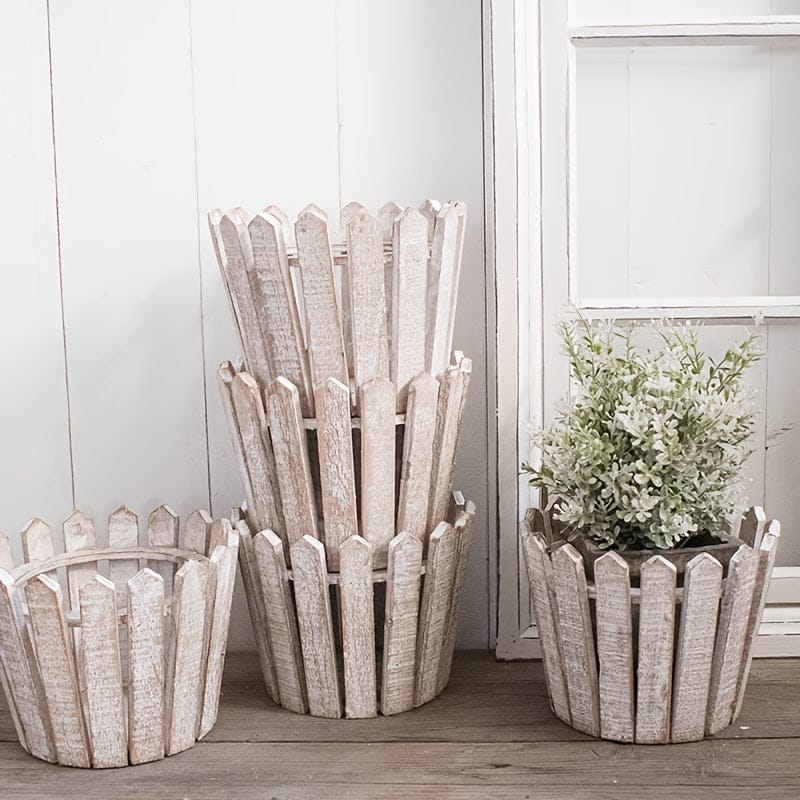 Ma boutique cache pot blanc bois