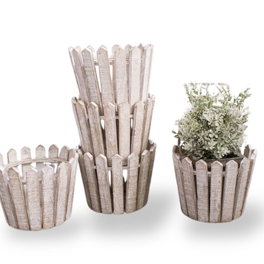 Ma boutique cache pot blanc bois
