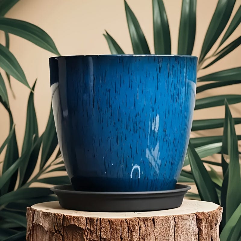 Ma boutique cache-pot boule bleu ceramique