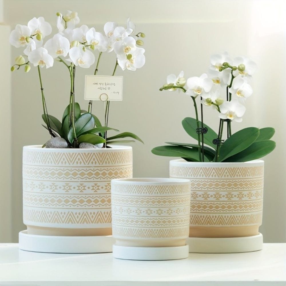 Ma boutique Les Trois cache pot ceramique beige
