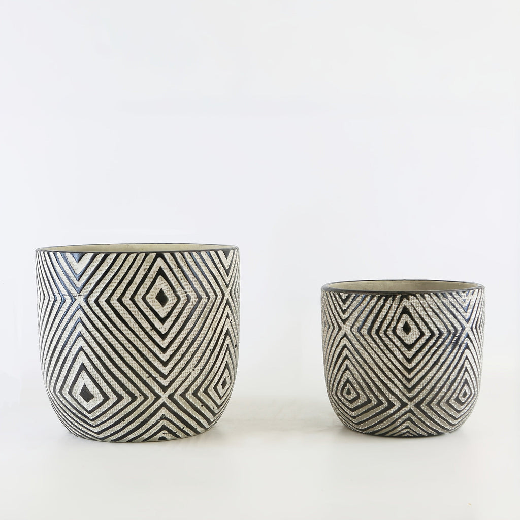 Ma boutique Noir Cache pot céramique géométrie