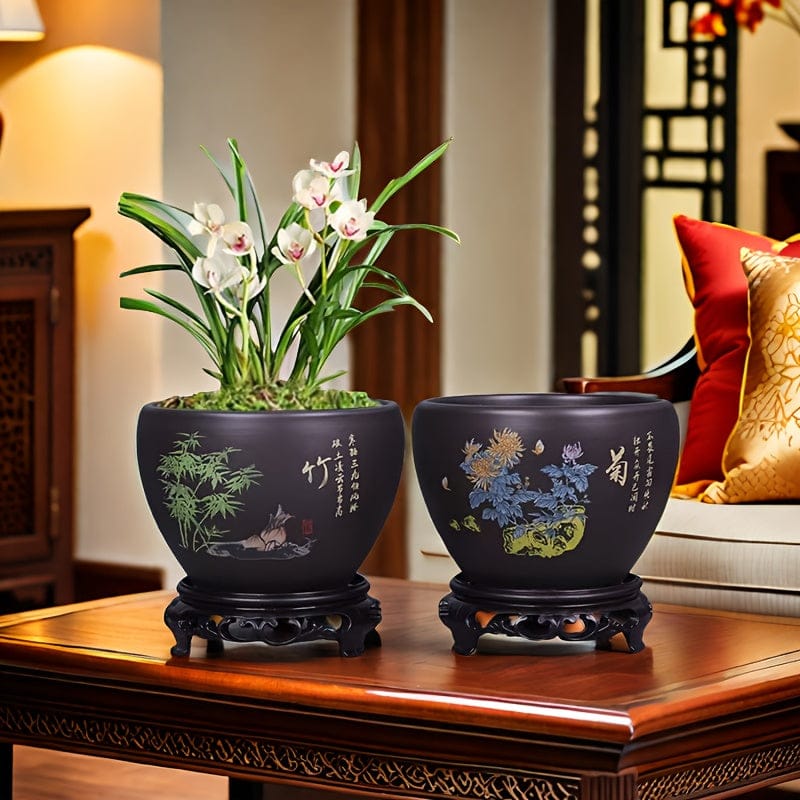 Ma boutique cache pot ceramique noir style japonais