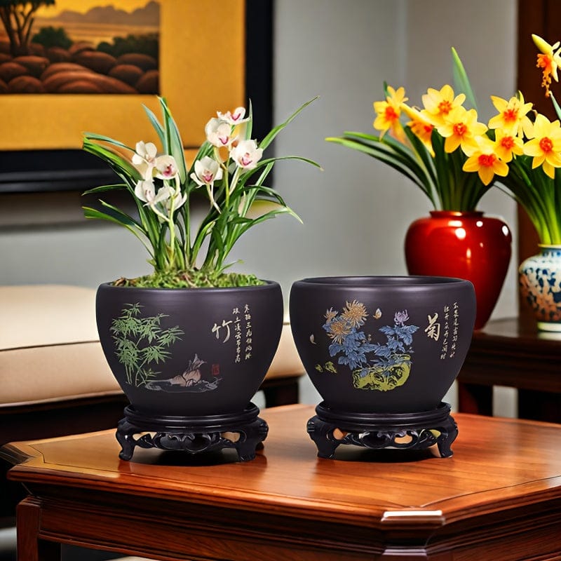 Ma boutique cache pot ceramique noir style japonais