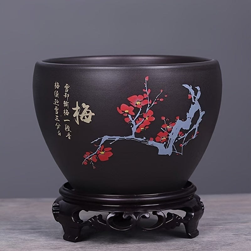 Ma boutique Rouge cache pot ceramique noir style japonais