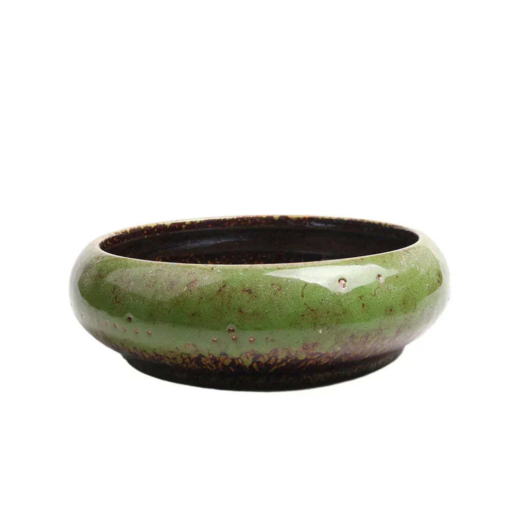 Ma boutique Vert Cache pot céramique plat