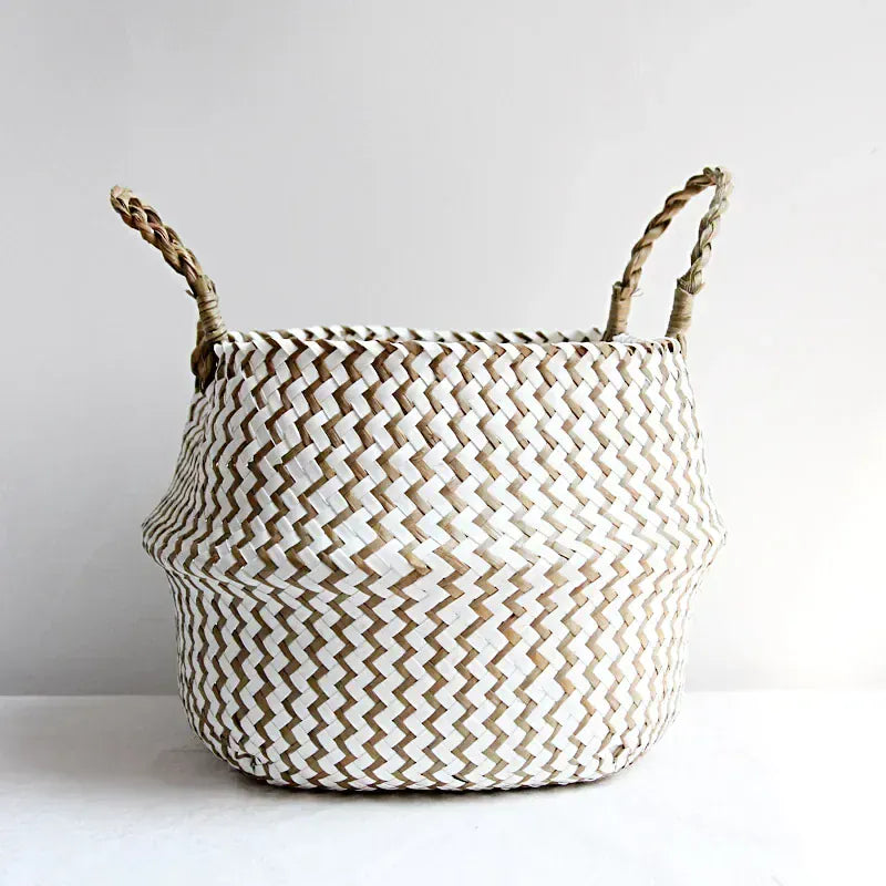 Ma boutique Blanc & Brun / 23cmX20cm cache pot en jonc de mer
