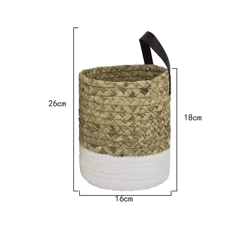Ma boutique Blanc L Cache pot en osier à accrocher