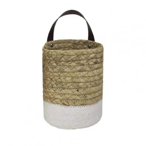 Ma boutique Blanc S Cache pot en osier à accrocher
