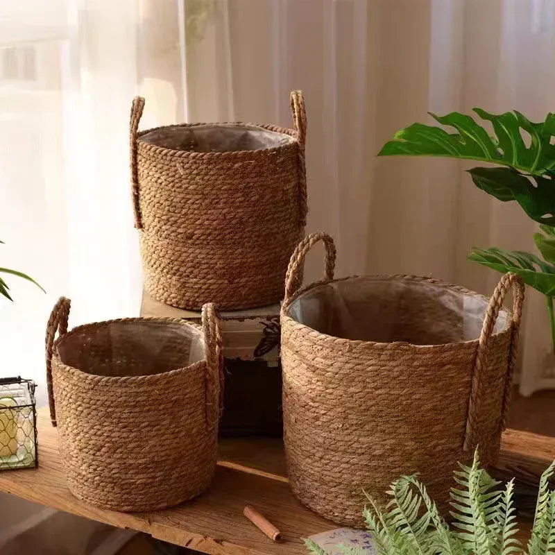 Ma boutique cache pot en osier avec anses