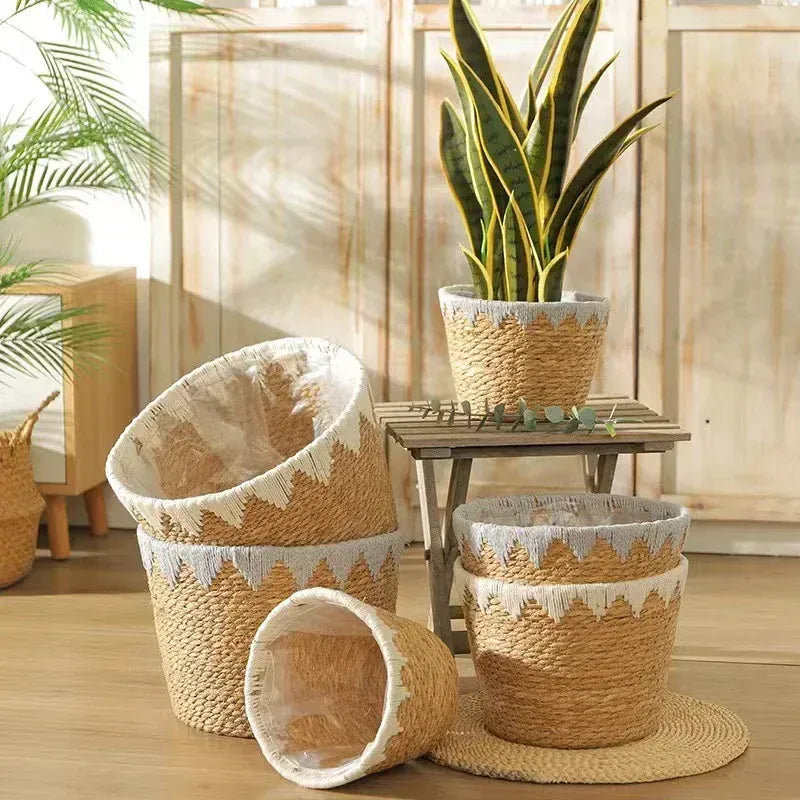 Ma boutique Cache pot en osier blanc