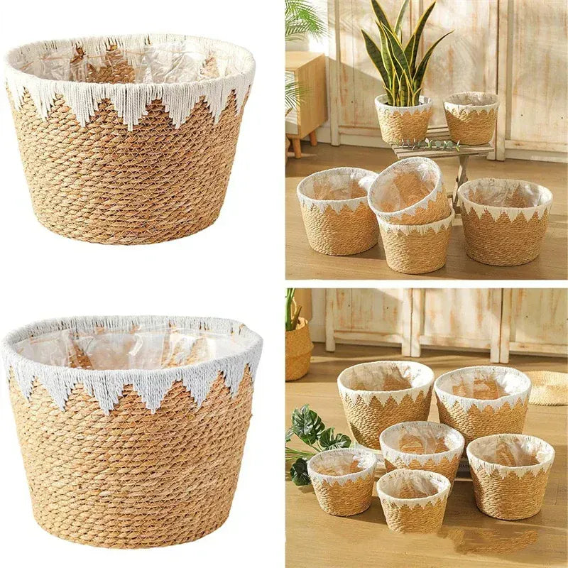 Ma boutique Cache pot en osier blanc