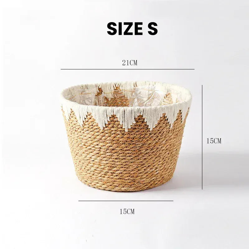 Ma boutique 21x15cm Cache pot en osier blanc