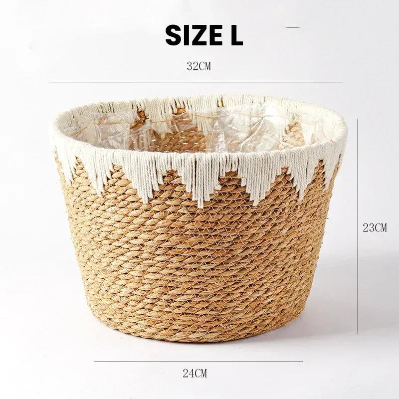 Ma boutique 32x23cm Cache pot en osier blanc