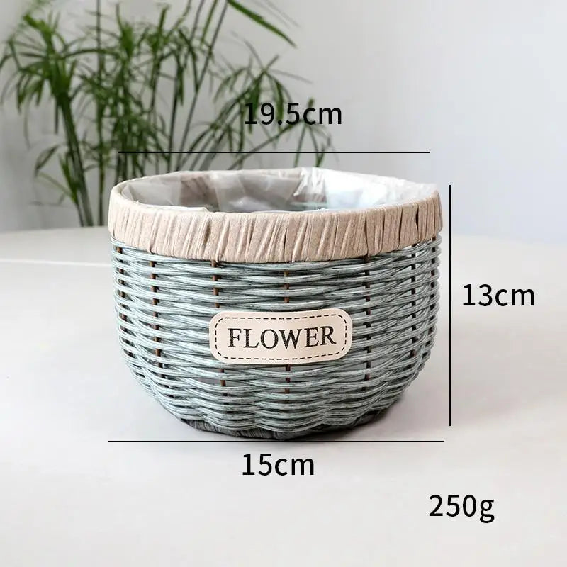 Ma boutique Bleu cache pot en osier créatif