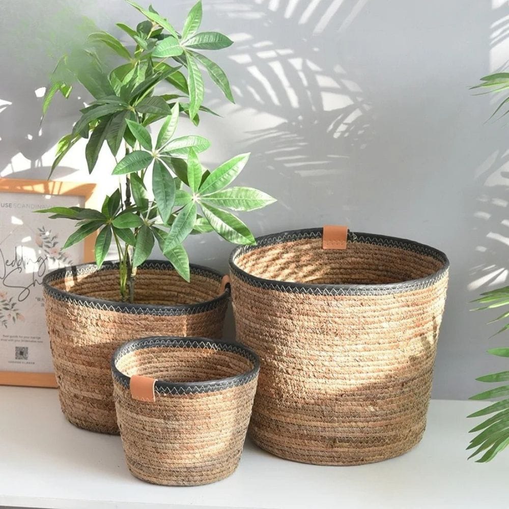 Ma boutique cache pot en osier style ancien