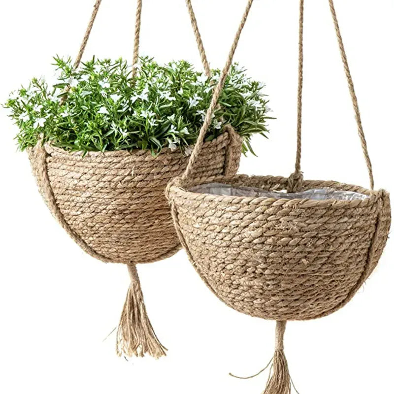 Ma boutique Cache pot en osier suspendu pour plante