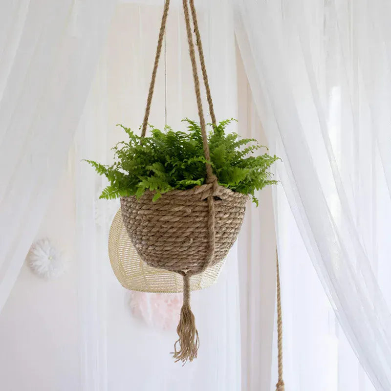 Ma boutique Cache pot en osier suspendu pour plante