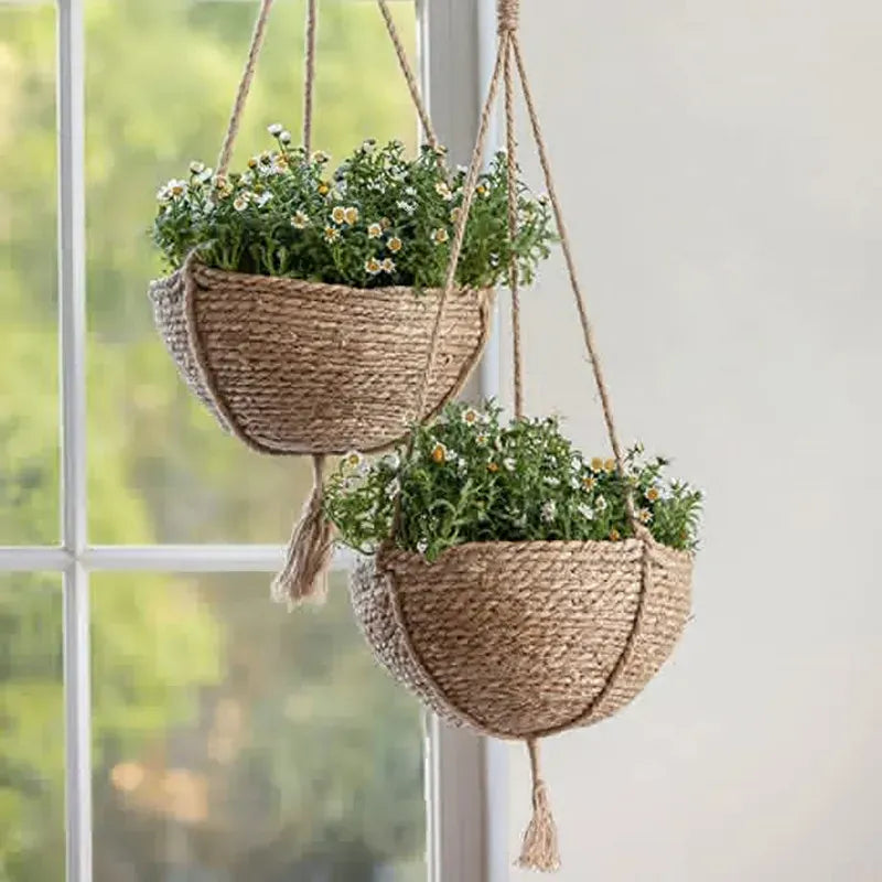 Ma boutique Cache pot en osier suspendu pour plante