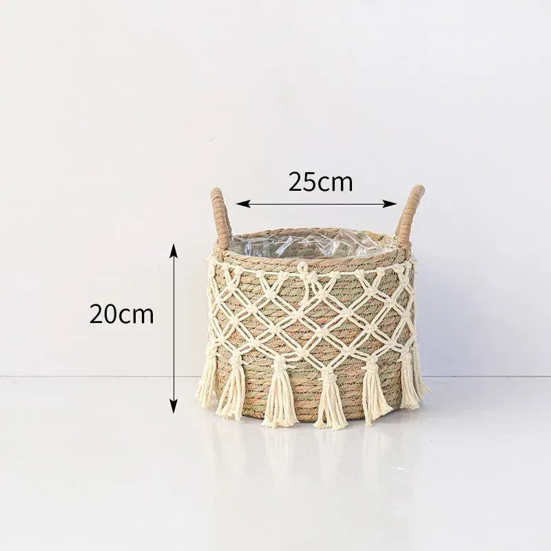 Ma boutique Beige Cache pot en osier tresse