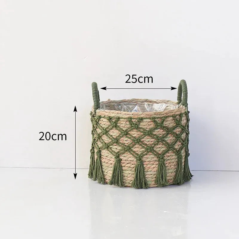 Ma boutique Vert Cache pot en osier tresse