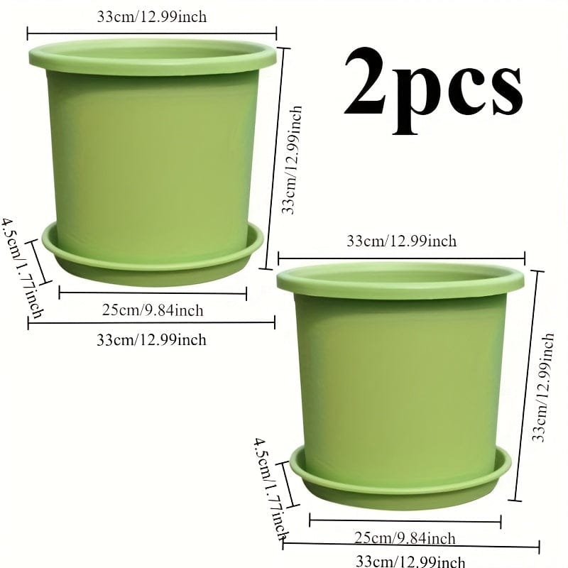 Ma boutique 2 pots + 2 socles Cache-pot en plastique vert