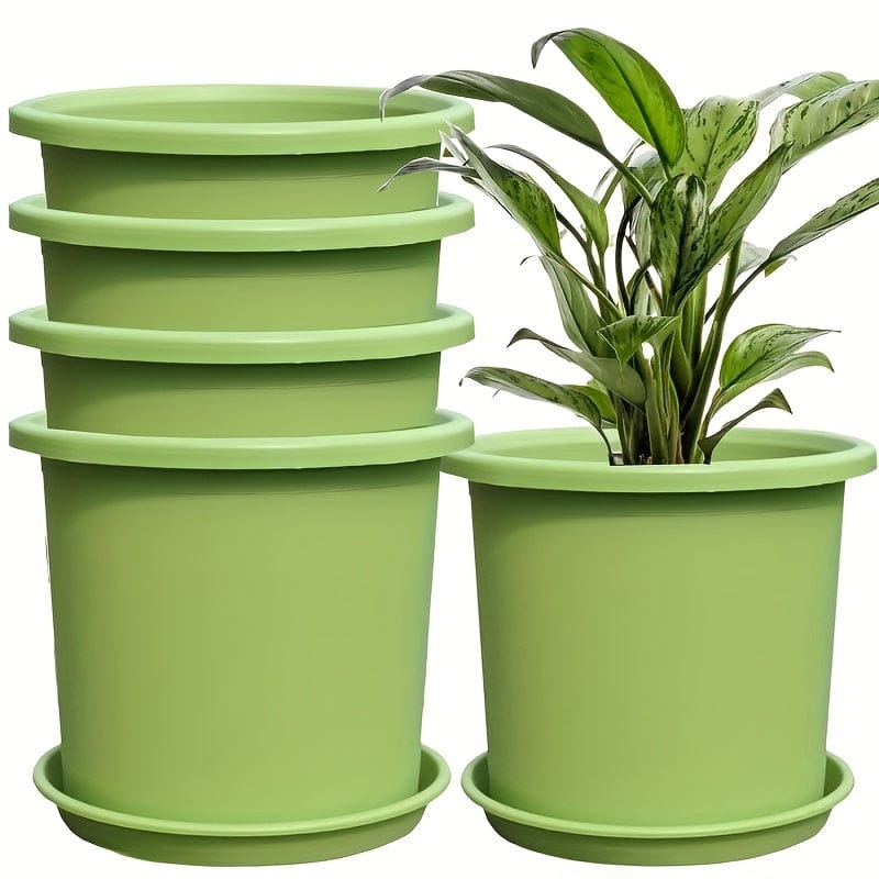 Ma boutique 2 pots + 2 socles Cache-pot en plastique vert