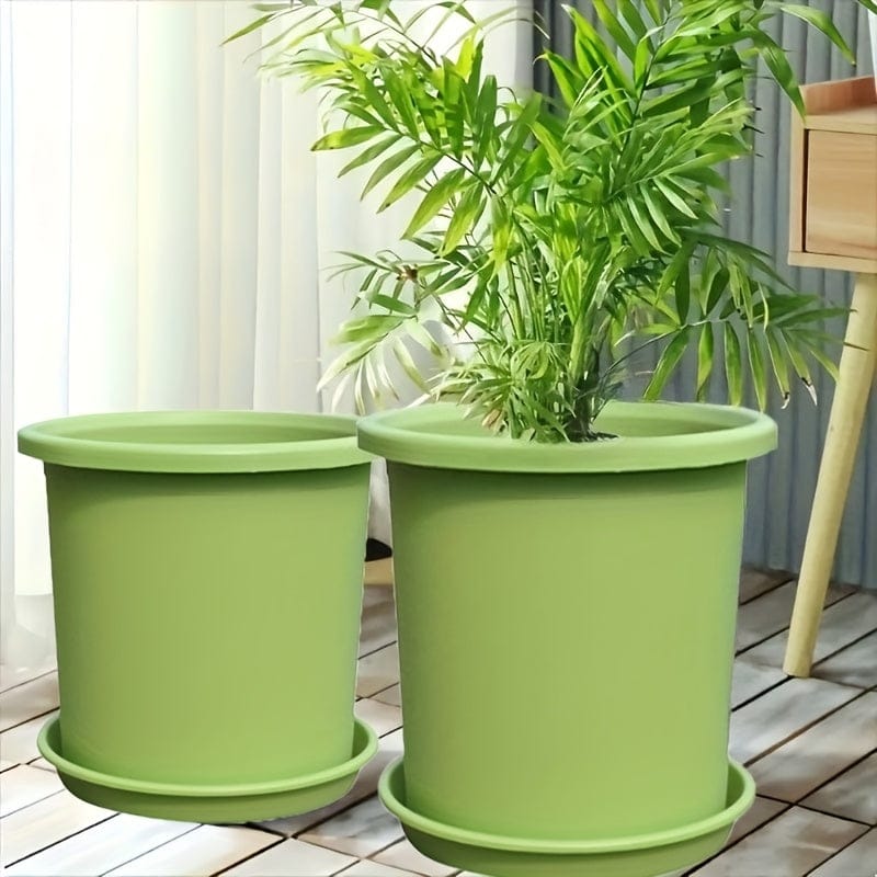 Ma boutique 2 pots + 2 socles Cache-pot en plastique vert
