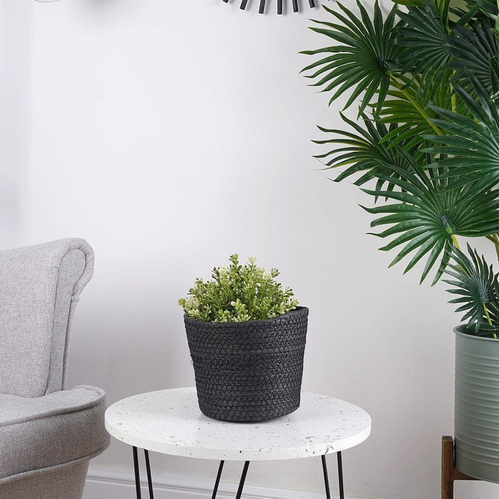 Ma boutique Noir Cache pot en rotin tissé noir