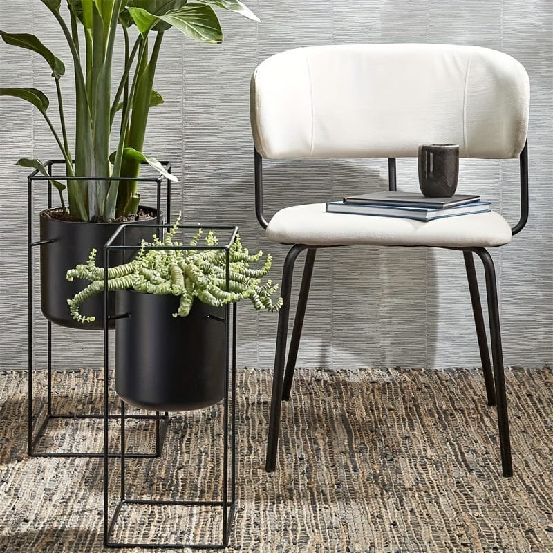 Ma boutique cache-pot metal noir sur pied