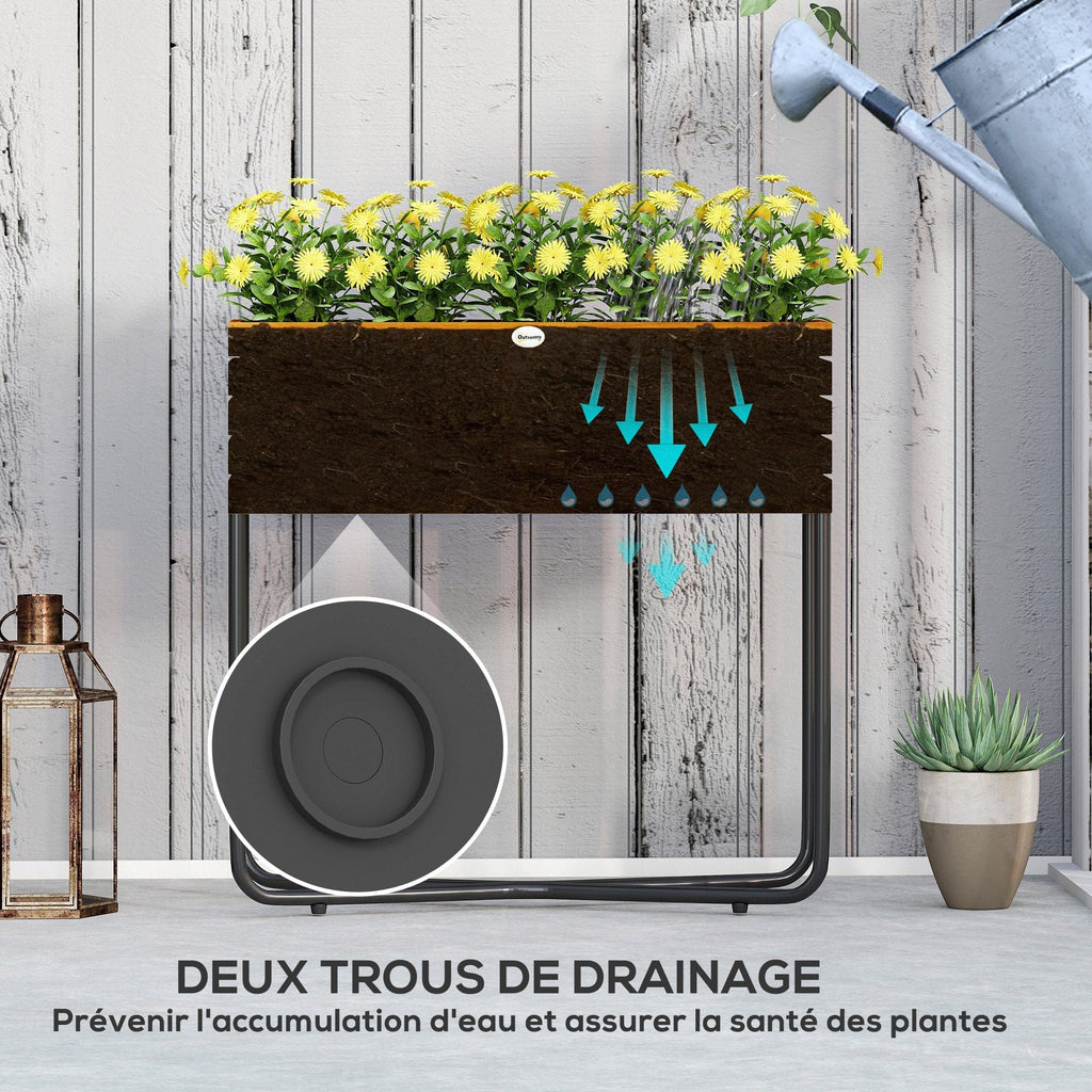Ma boutique cache pot rectangulaire sur pied en bois