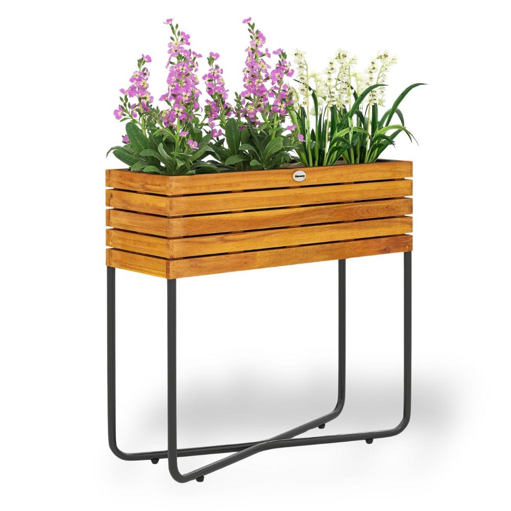 Ma boutique cache pot rectangulaire sur pied en bois