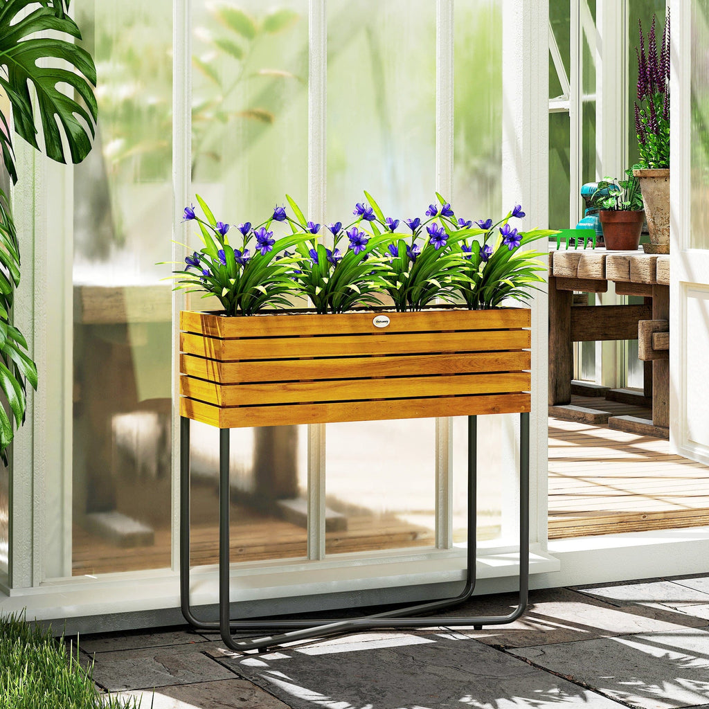 Ma boutique cache pot rectangulaire sur pied en bois