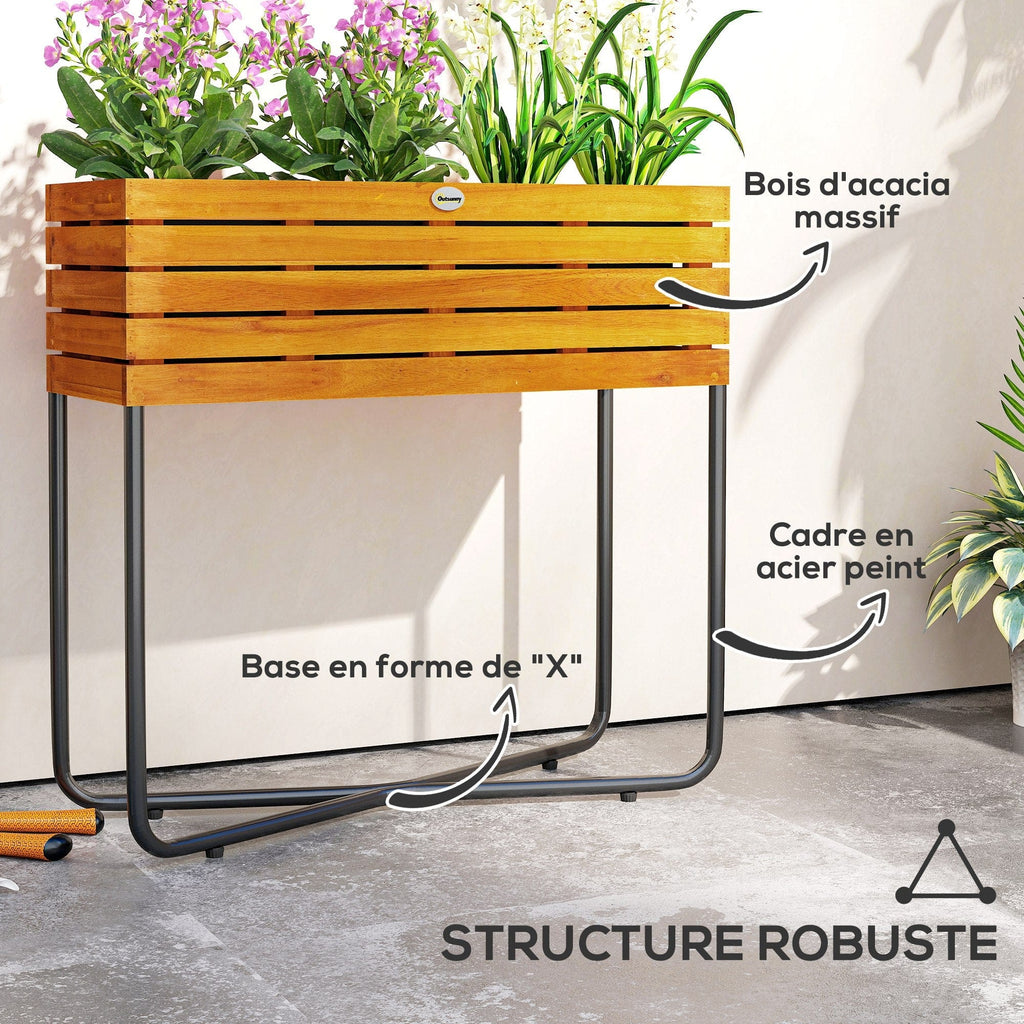 Ma boutique cache pot rectangulaire sur pied en bois