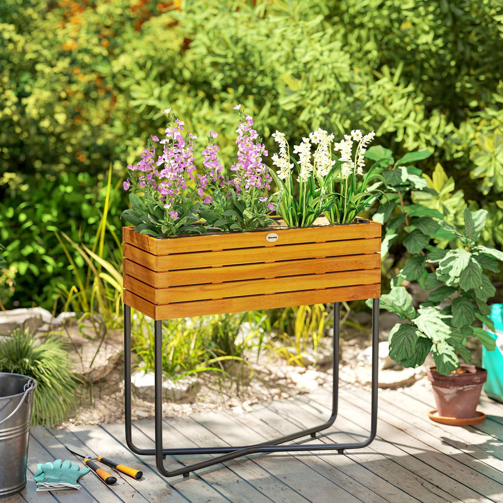 Ma boutique cache pot rectangulaire sur pied en bois