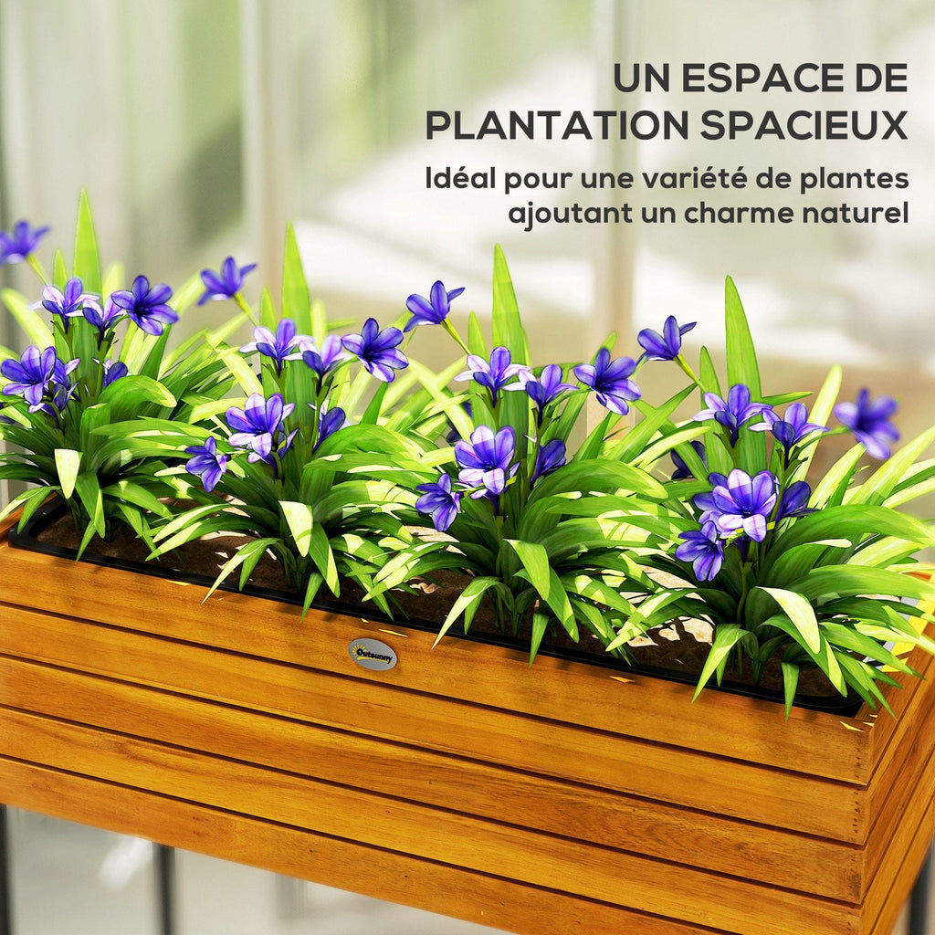 Ma boutique cache pot rectangulaire sur pied en bois
