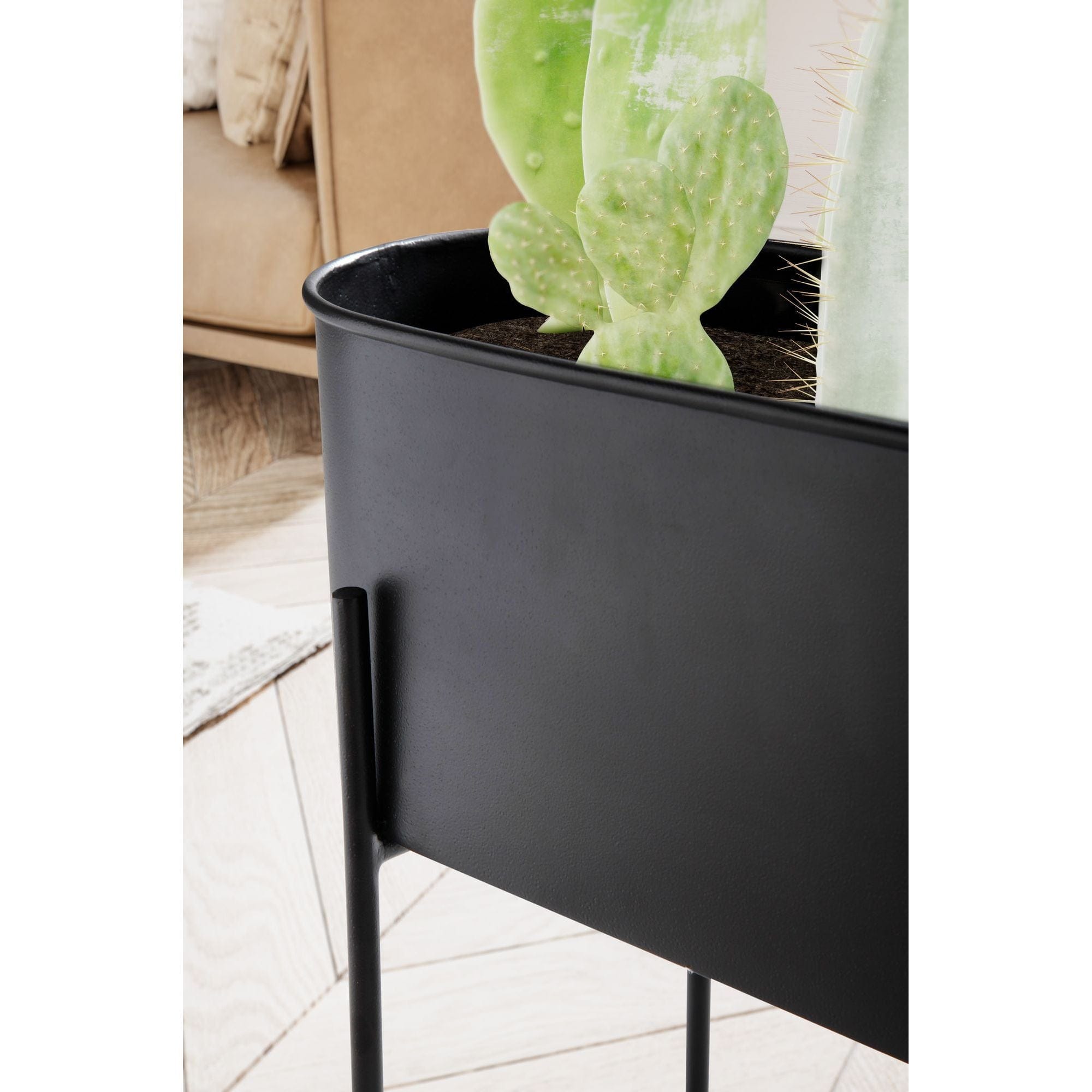 Ma boutique Noir Cache pot rectangulaire sur pied