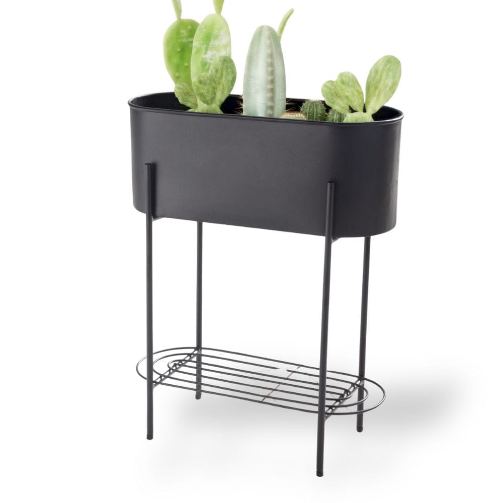 Ma boutique Noir Cache pot rectangulaire sur pied
