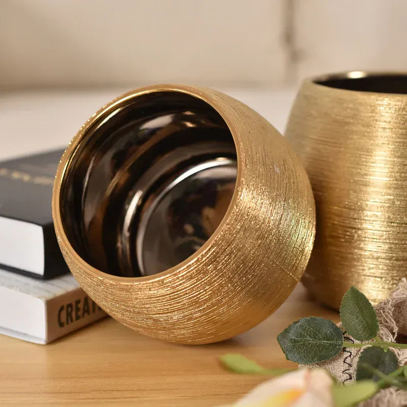 Ma boutique cache pot rond doré