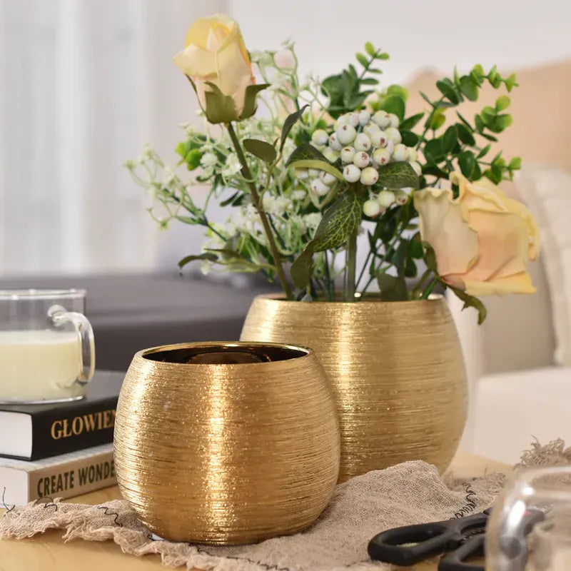 Ma boutique cache pot rond doré