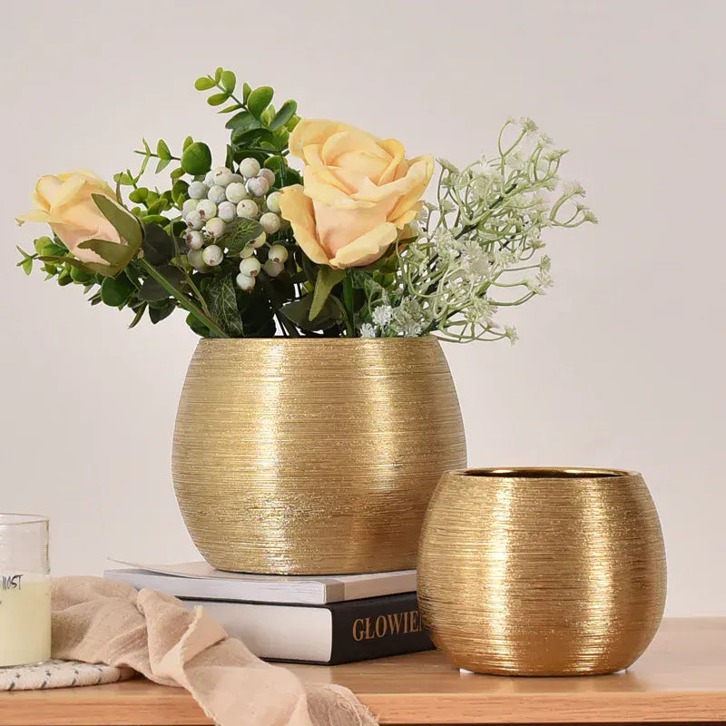 Ma boutique cache pot rond doré