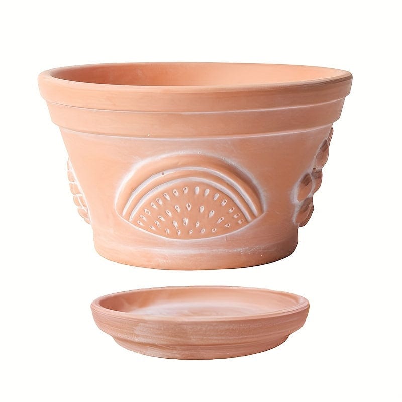 Ma boutique 1 / Pot + Soucoupe cache pot sculpture en terre cuite