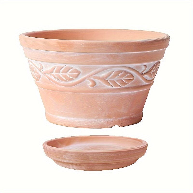 Ma boutique 2 / Pot + Soucoupe cache pot sculpture en terre cuite