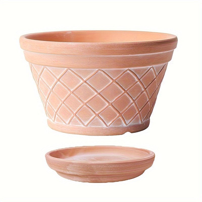 Ma boutique 3 / Pot + Soucoupe cache pot sculpture en terre cuite