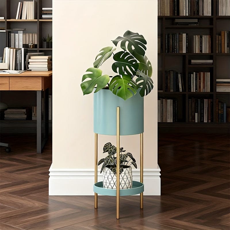 Ma boutique cache-pot sur pied bleu