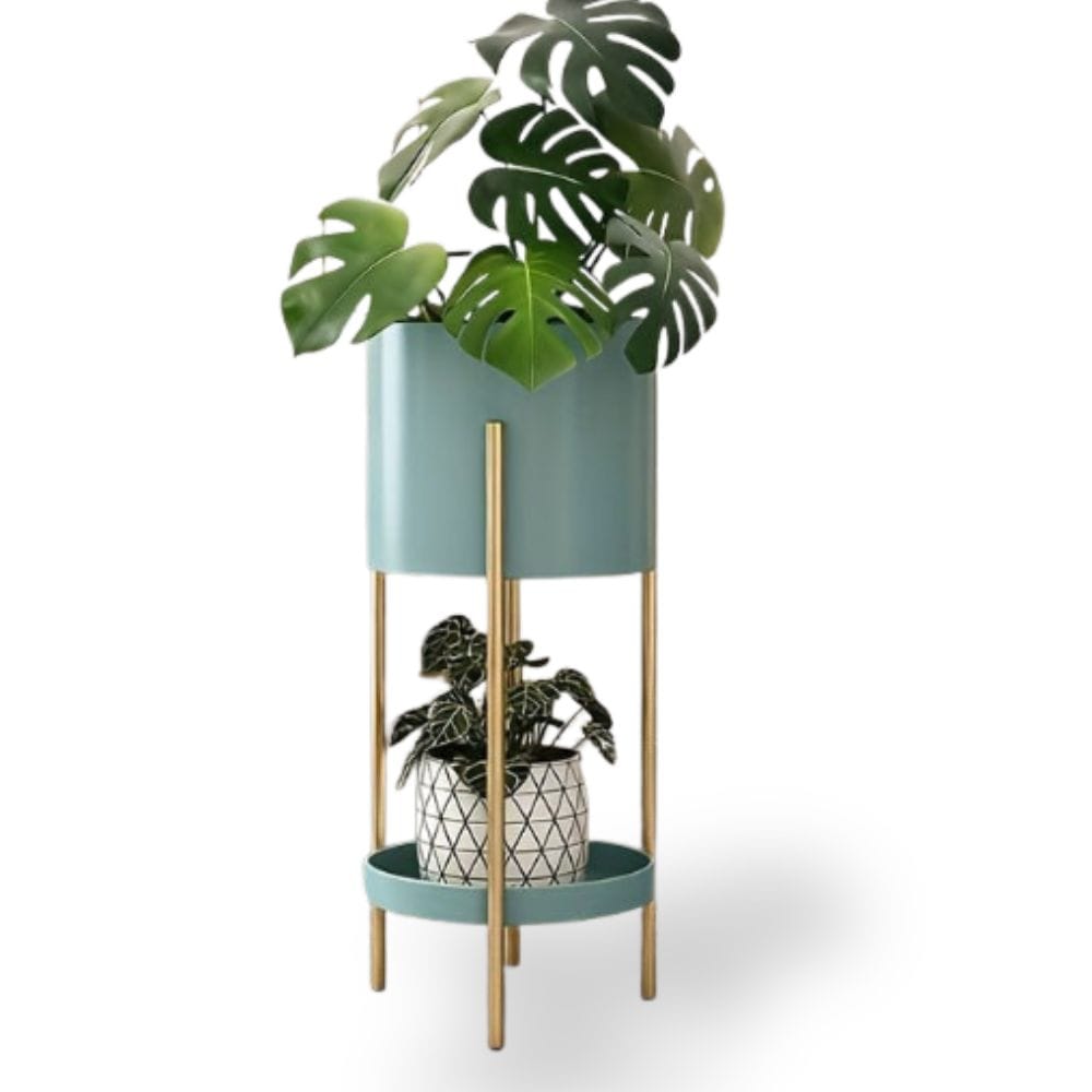 Ma boutique cache-pot sur pied bleu