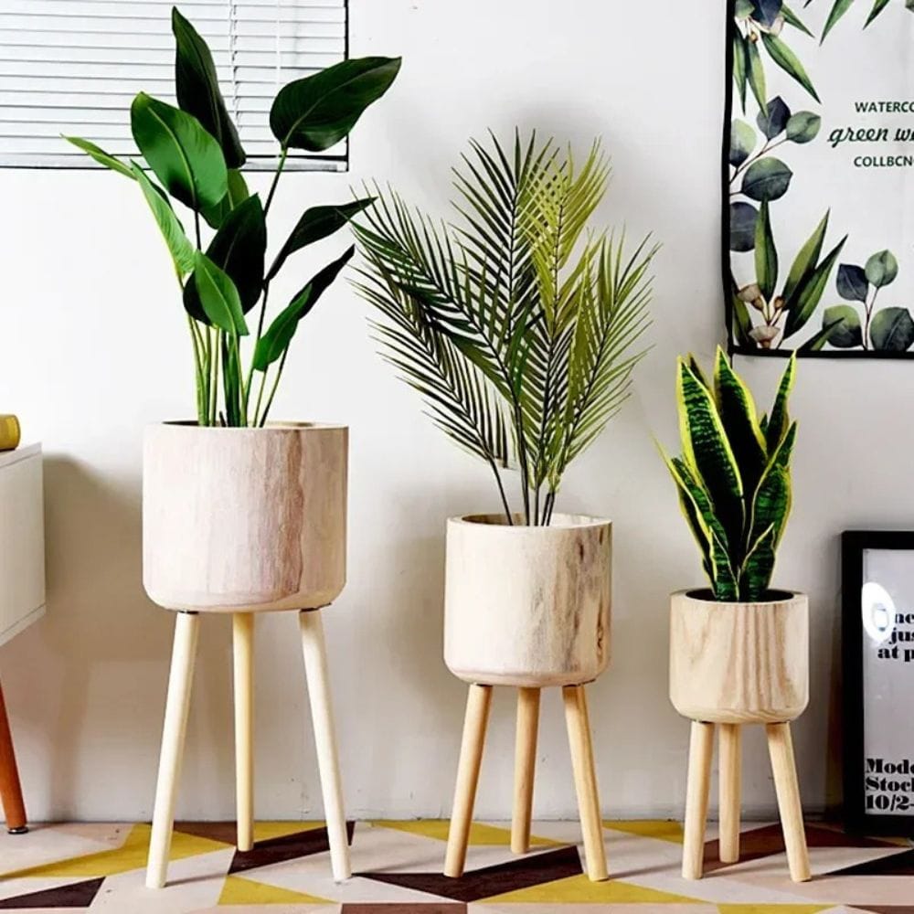 Ma boutique cache-pot sur pied bois