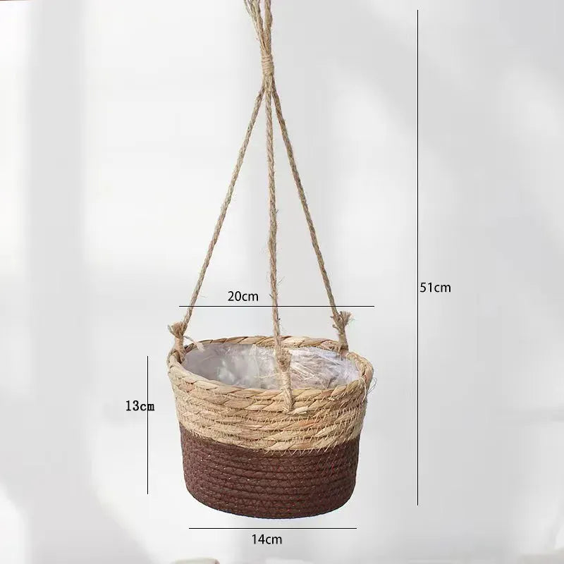 Ma boutique Café cache pot suspendu en osier