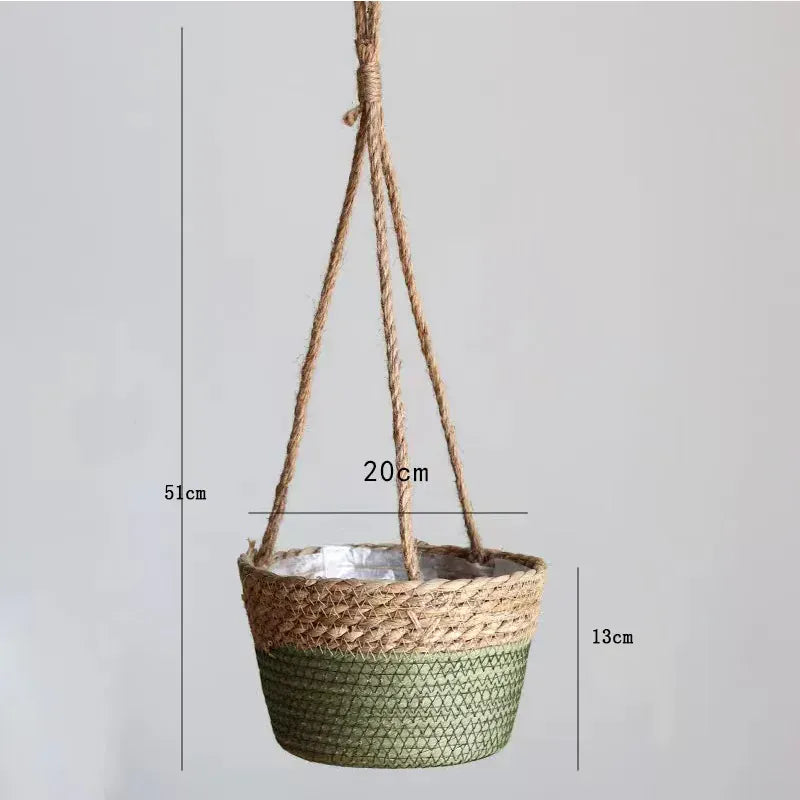Ma boutique Vert cache pot suspendu en osier