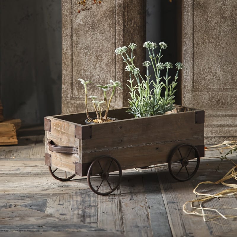 Ma boutique Cache pot vintage rectangulaire bois